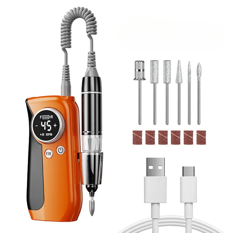 45000RPM Nail Drill Electric Nail Sander With HD LCD Display Rechargeable Manicure Machine Electric Nail File For All Gel
