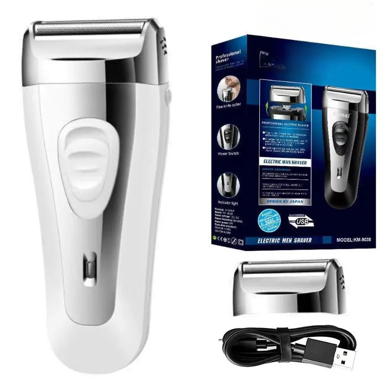 Powerful Rechargeable Shaver for Men Foil Electric Shaver Beard Head Shaving Electric Razor Facial USB with Extra Mesh