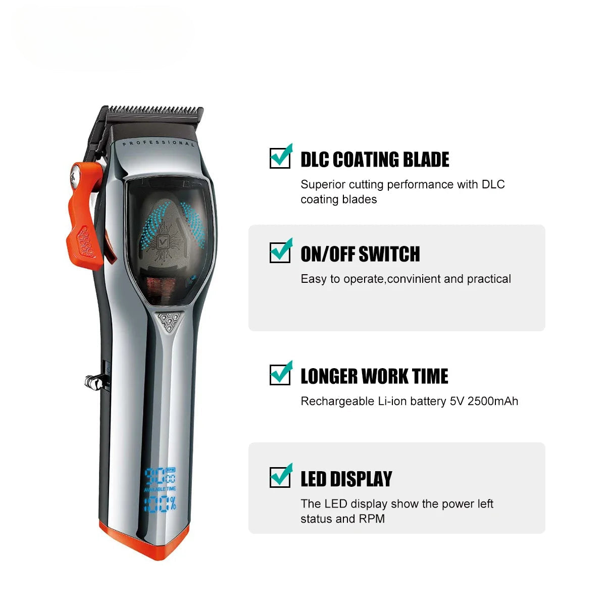 Hair Trimmer Cordless Hair Cutting Machine Electric Hair Clipper Adjustable Haircut Machine 9000 RPM Trimmer for Men