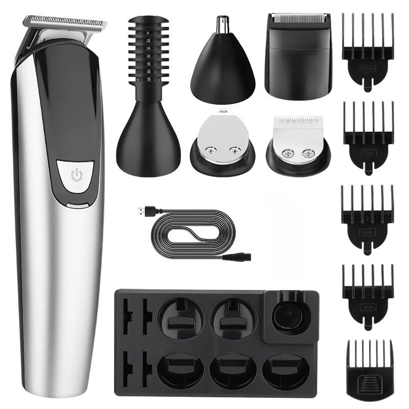 6 in 1 Changing Head Electric Clippers Household Men's Multifunctional Electric Shaver Nose Hair Clipper Set