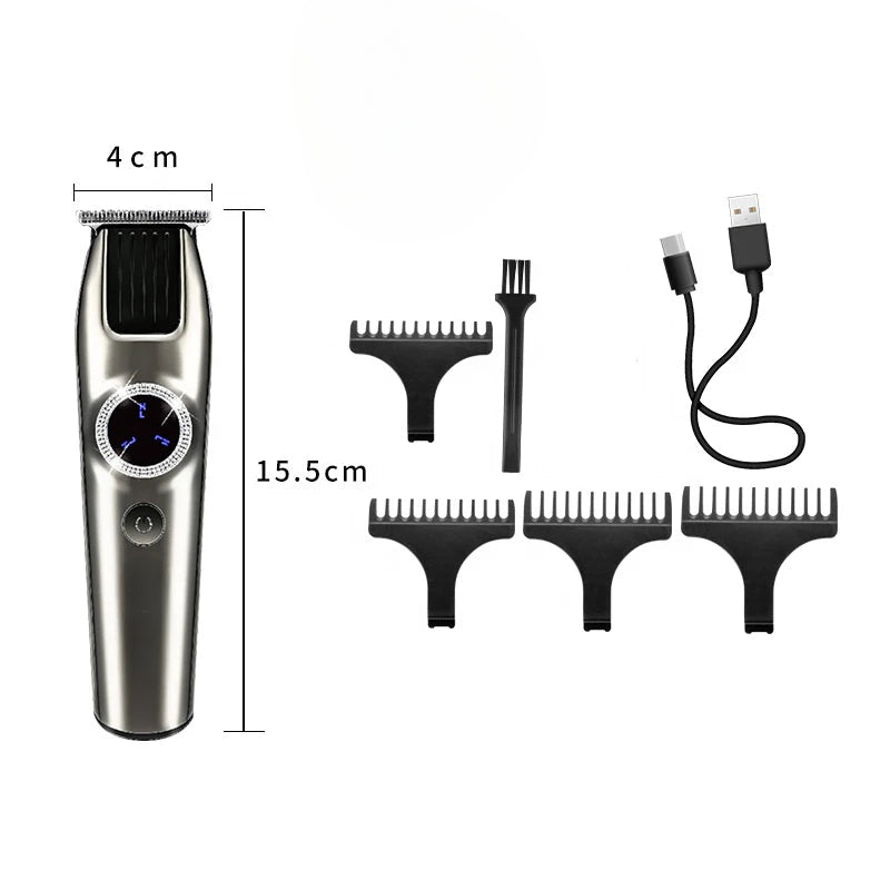 Professional Men Hair Clippers LED Display 0mm Bald Head Hair Trimmer 2 Speeds Electric Hair Cutting Machine Rechargeable