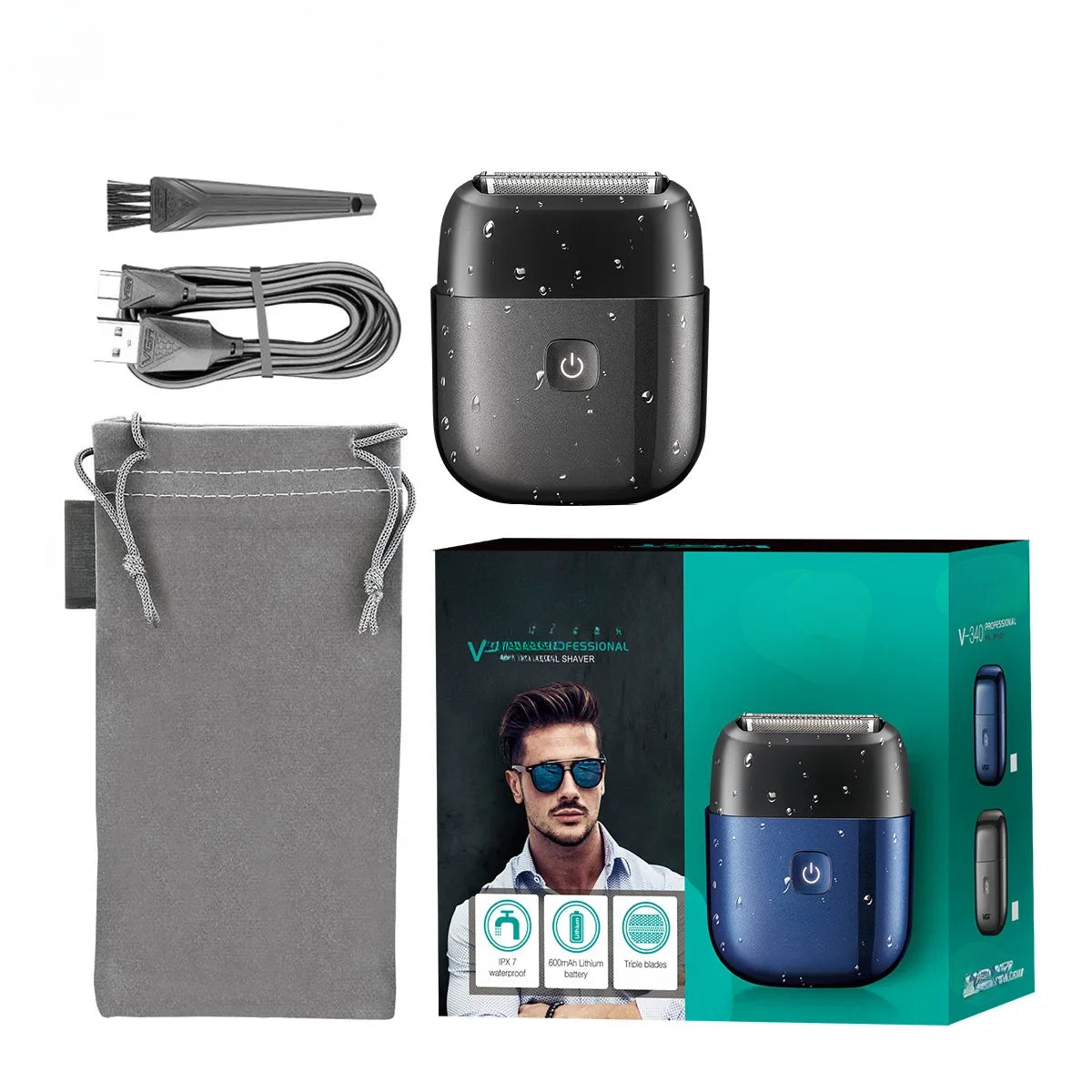 Hair Trimmer Professional Waterproof Travel Mini Beard Trimmer IPX7 Portable Reciprocating Foil Trimmer for Men