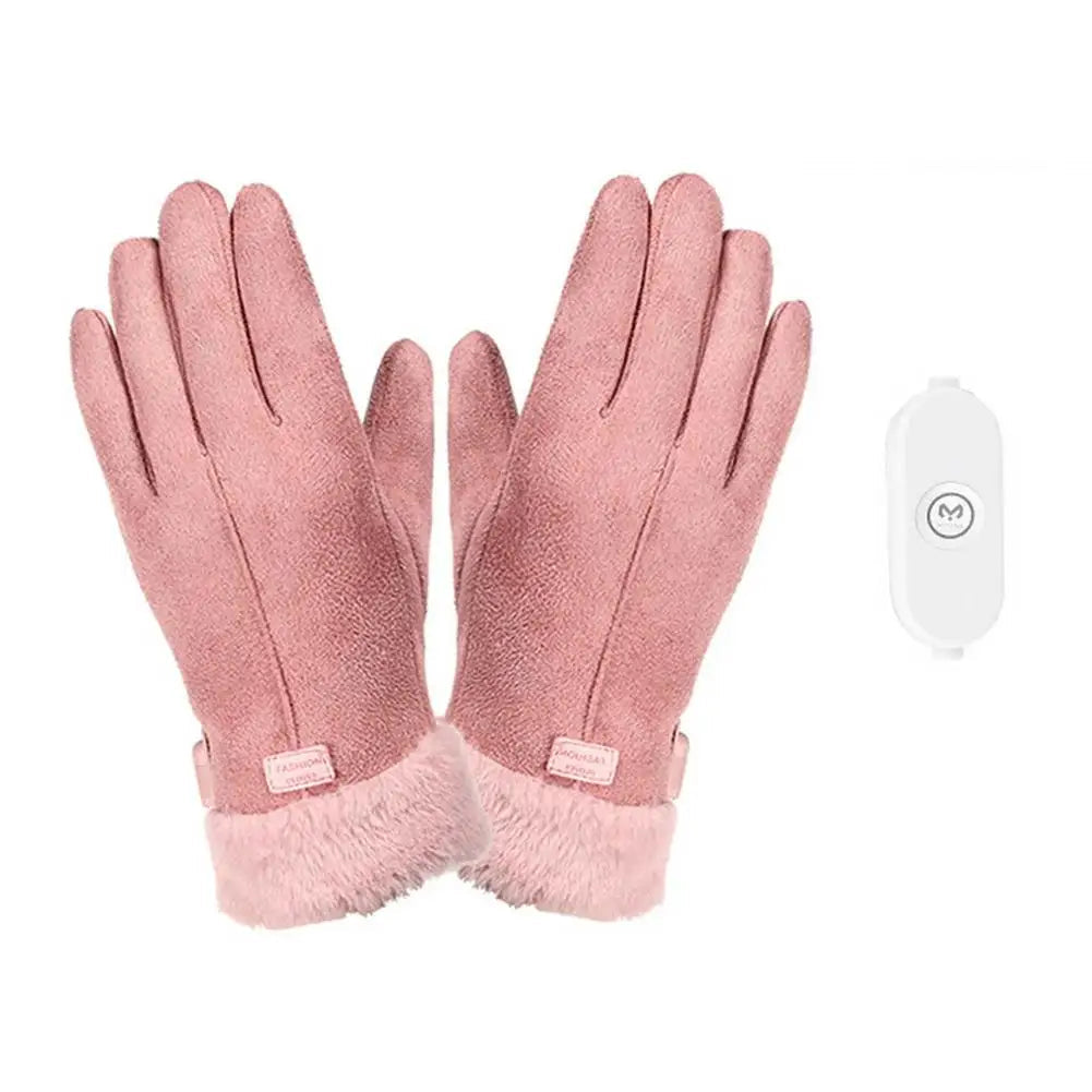 Women Full Finger Gloves USB Charging Heating Gloves 3D Ergonomics Ladies Warming Gloves Outdoor Cycling Electric Gloves