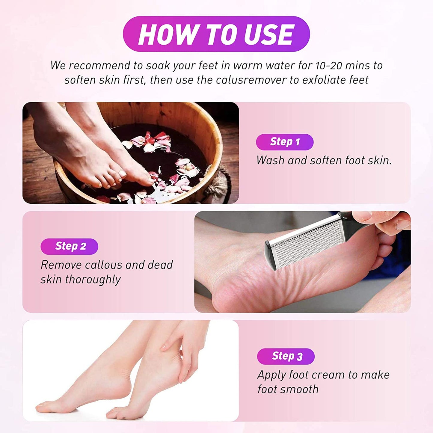 20 in 1 Professional Pedicure Tools Set, Foot Care Scrubber Pedicure Kit Stainless Steel Foot Rasp Foot Dead Skin Remover Callus