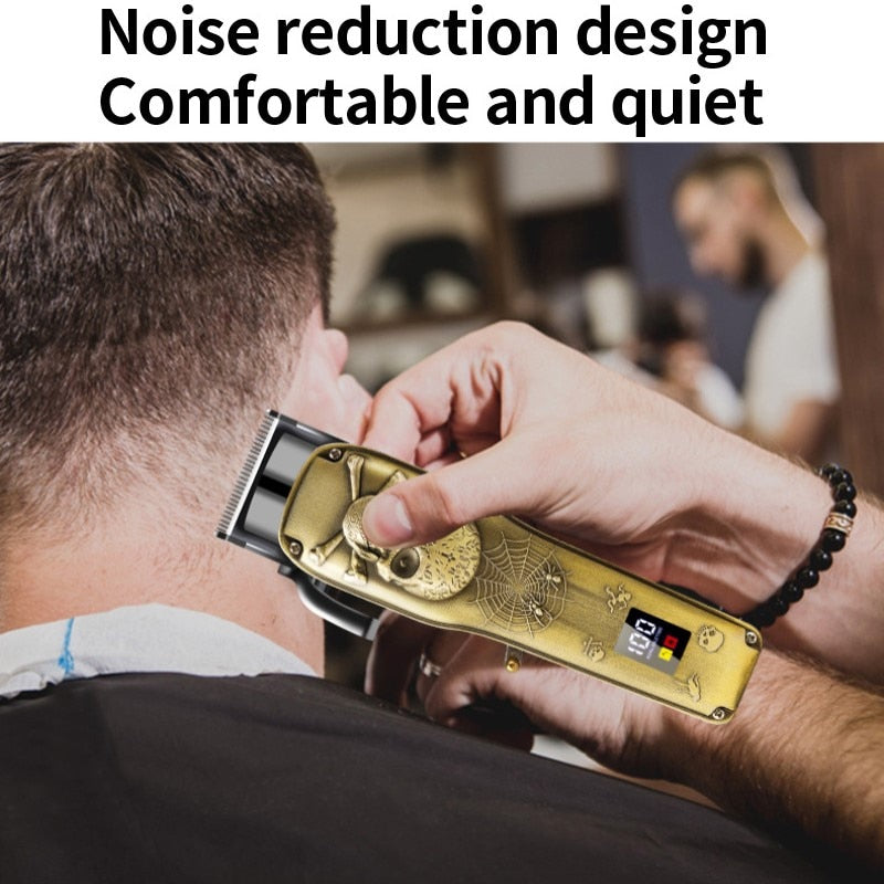 All Metal Electric Hair Clipper Electric Hair Clipper Oil Head Electric Clipper Rechargeable LCD Digital Display Professional