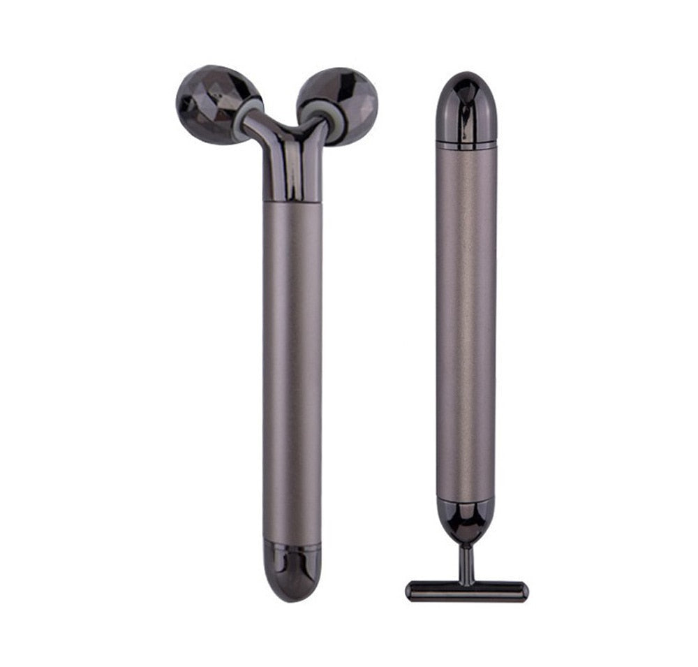 Energy Beauty Bar 24K Gold Facial Vibration Massager Anti Aging Skin Tighten V-Face Lifting Massage Roller Chin Reducer