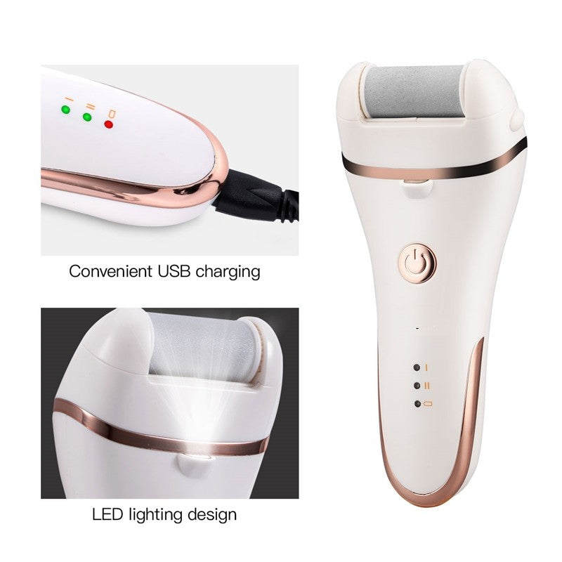 Electric Pedicure Tools USB Rechargeable Foot Care Heel File Grinding Dead Skin Callus Remover Feet Cleaner Pedicure Machine (White)