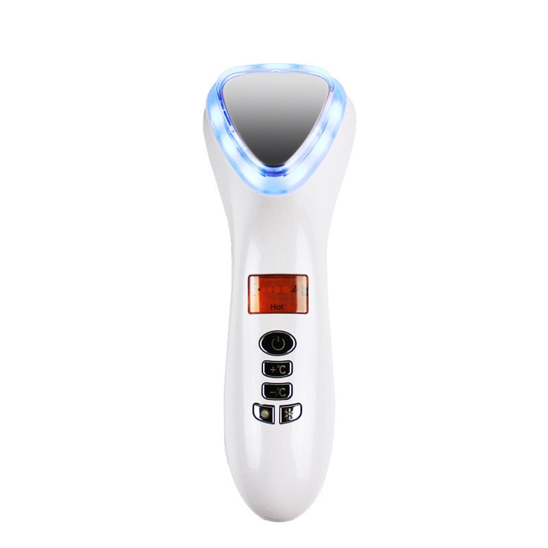 LED Face Massager Hot Cold Hammer USB Ultrasonic Light Photon Facial Lifting Wrinkle Remover Spa Ion Beauty Device
