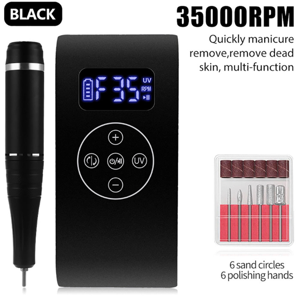 New Rechargeable Electric Cordless Nail Drill Machine 35,000 RPM & UV Gel Nail Dryer Lamp Salon Expert Nail Art Manicure Tools