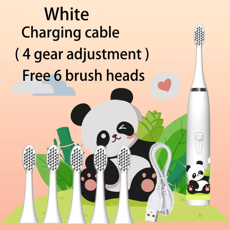 Kids Sonic Electric Toothbrush Colorful Cartoon For Kids Ultrasonic Soft Fur Automatic Waterproof With Replacement Heads