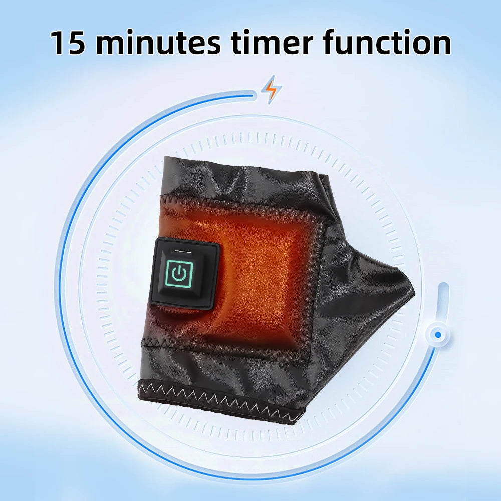 Smart Wireless Heating Leather Gloves Winter Thermal Fingerless Glove Hand Keep Warm