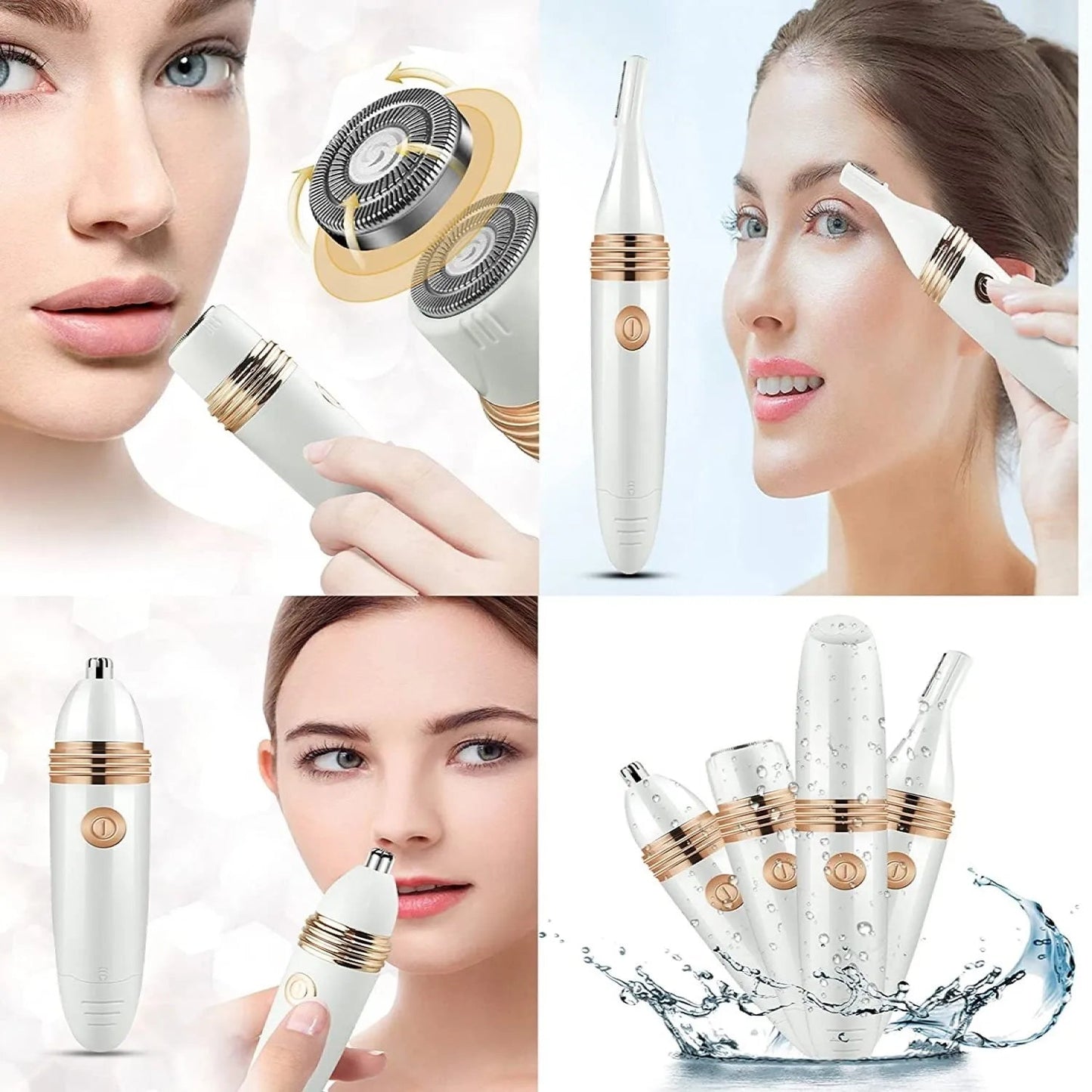 3 IN 1 Rechargeable Electric Eyebrow Trimmer Epilator Female Body Facial Lipstick Shape Hair Removal Mini Painless Razor Shaver