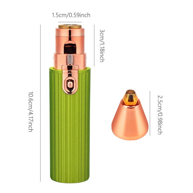 2 IN 1 Rechargeable Electric Eyebrow Trimmer Epilator Female Body Facial Lipstick Shape Hair Removal Mini Painless Razor Shaver