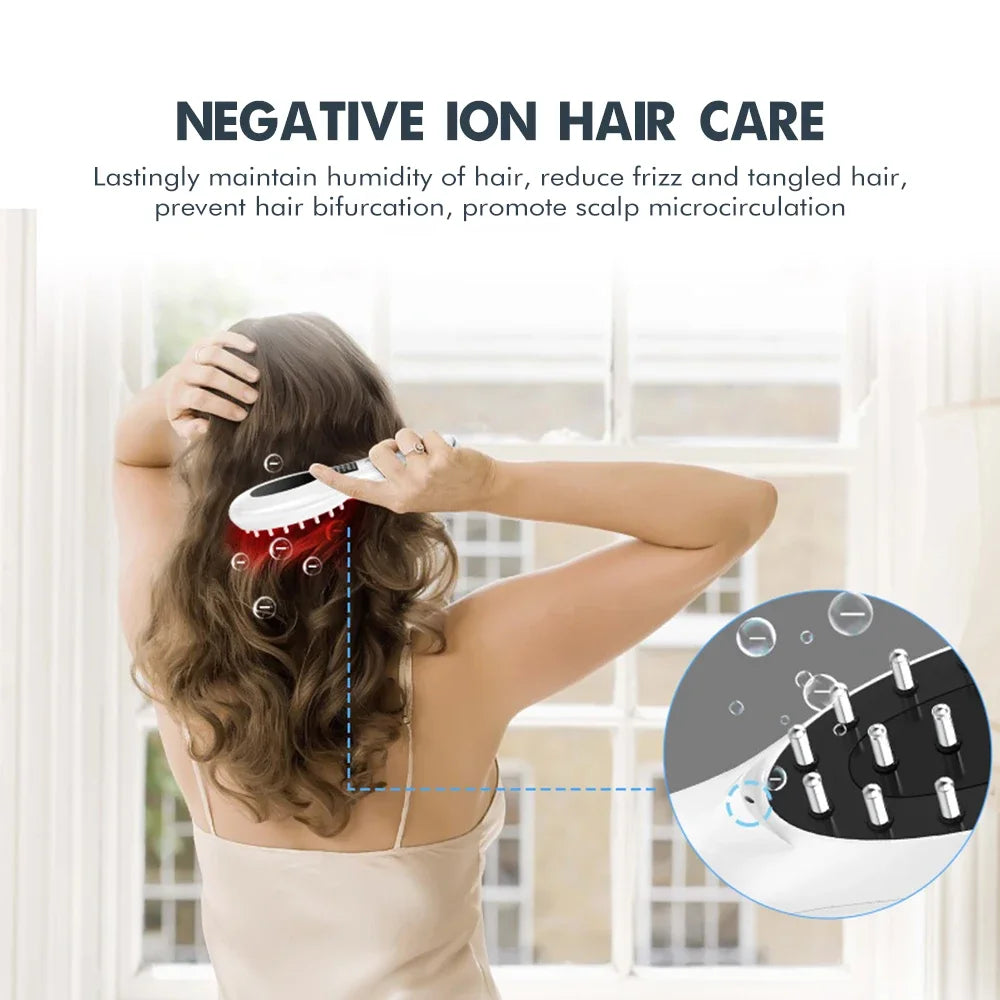 Electric Wireless Infrared Massage Comb Hair Growth Micro-current Vibration Head Massage Scalp Brush Anti Hair Loss Care
