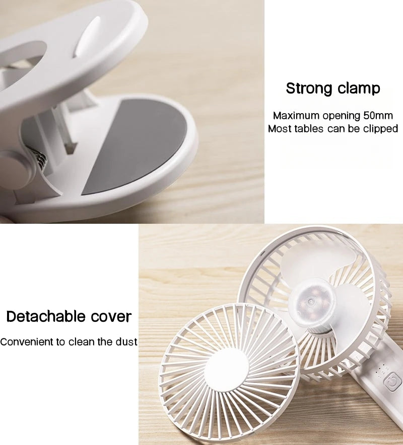Portable Mini Hand Clip Fan USB Charging Quiet Desktop Electric Fan High Quality Student Dormitory Small Cooling Ventilador Fans