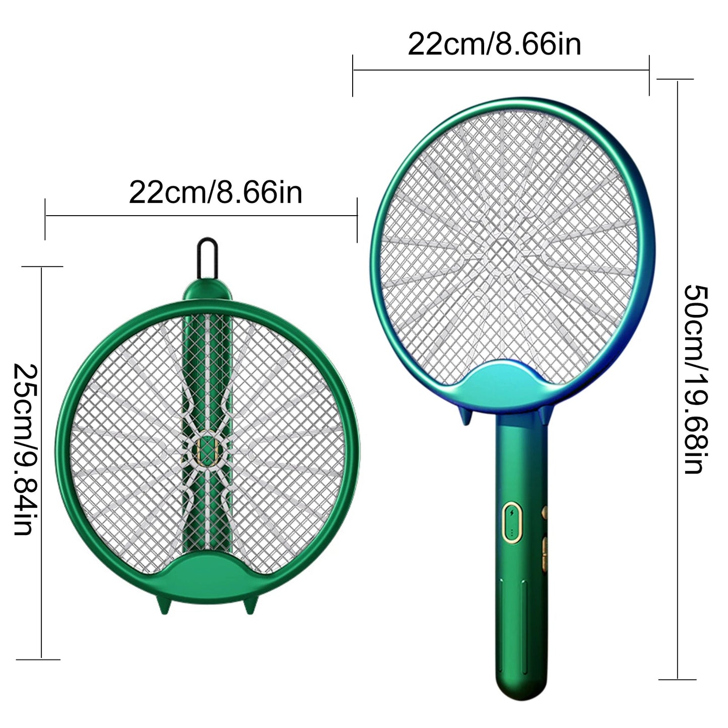 USB Electric Fly Swatters Foldable UV Light Electric Flies Shocker Rotatable 800mAh Rechargeable Pest Control for Outdoor Indoor
