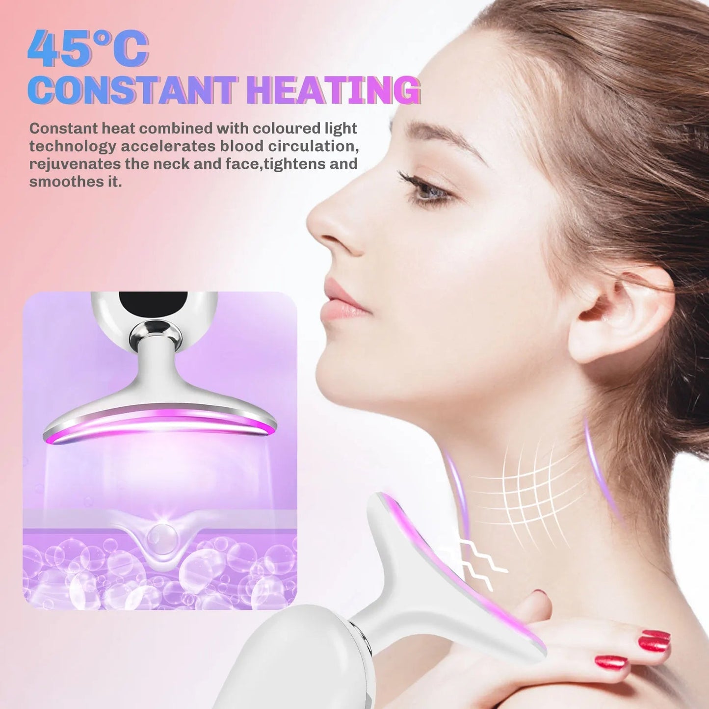 Neck Facial Lifting Device EMS Microcurrent LED Photon Vibration Face Massager Anti Wrinkles Tightening Skin Care Tools