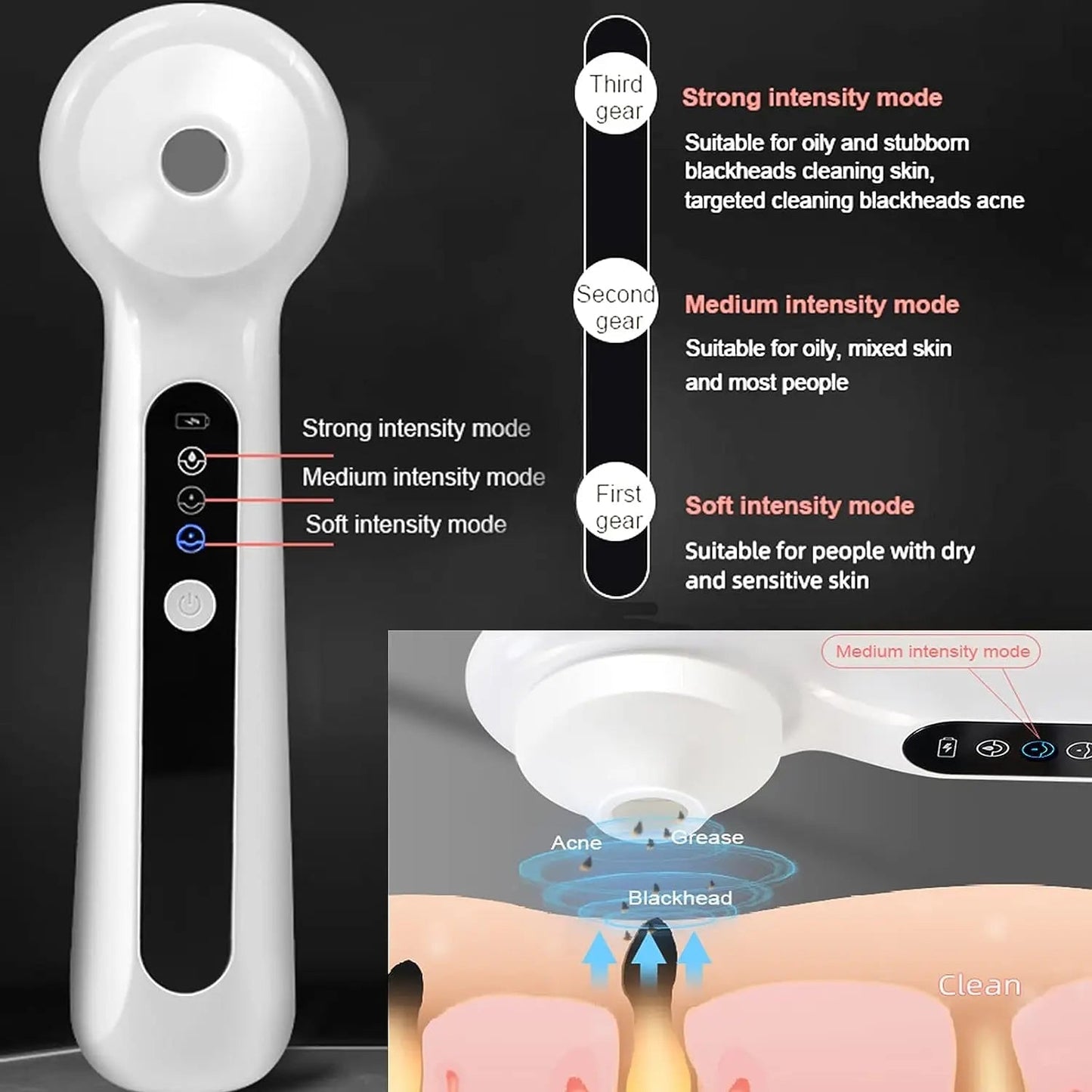 Visible Electric Blackhead Remover Vacuum Acne Cleaner With Magnifier Black Spots Removal Face Nose Deep Cleaning Tools