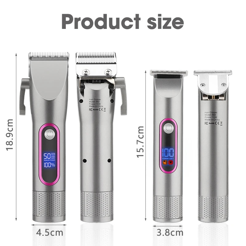 LCD Digital Display Hair Clipper Set Professional Electric Hair Trimmer Hair Cutting Machine Oil Head Carving For Men