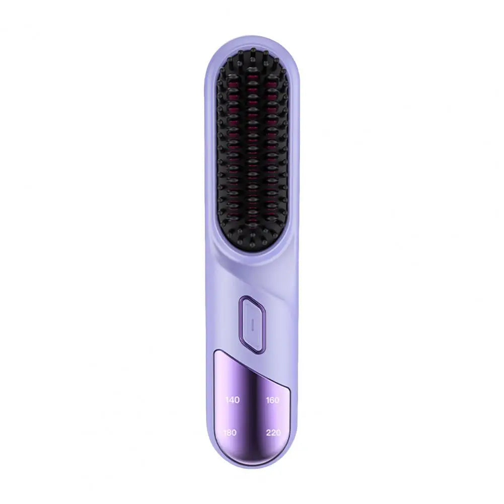 Hair Straightener Brush 4 Temperatures Fast Heating USB Rechargeable Negative Ions Brush Electric Fluffy Curly Hair Styling Comb