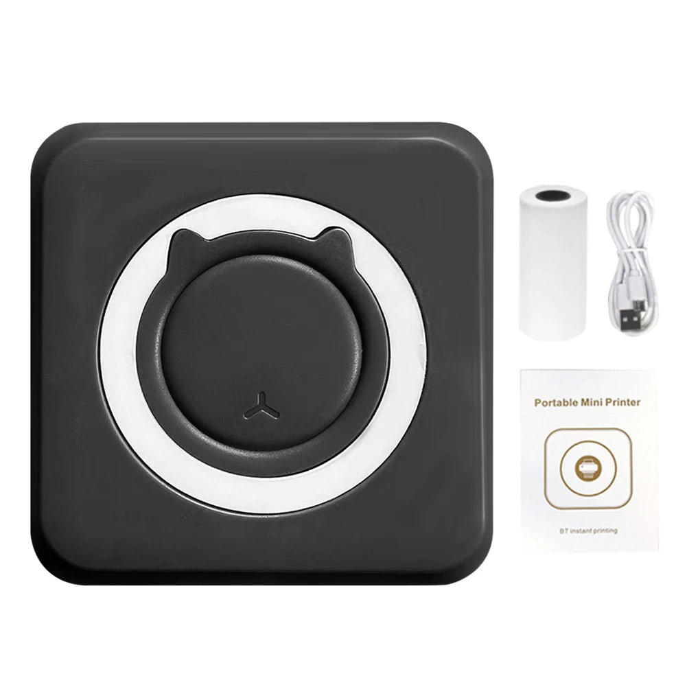 Mini Printer Portable Thermal Stickers Paper Inkless Bluetooth Wireless Thermal Printer Note 200DPI Photo Printing for Office