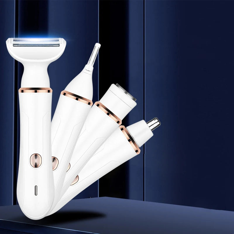 4 In 1 Epilator Portable Women Private Shaver Electric Eyebrow Trimmer Razor Hair Remover Face Bikini Pubic Nose Hair Trimmer