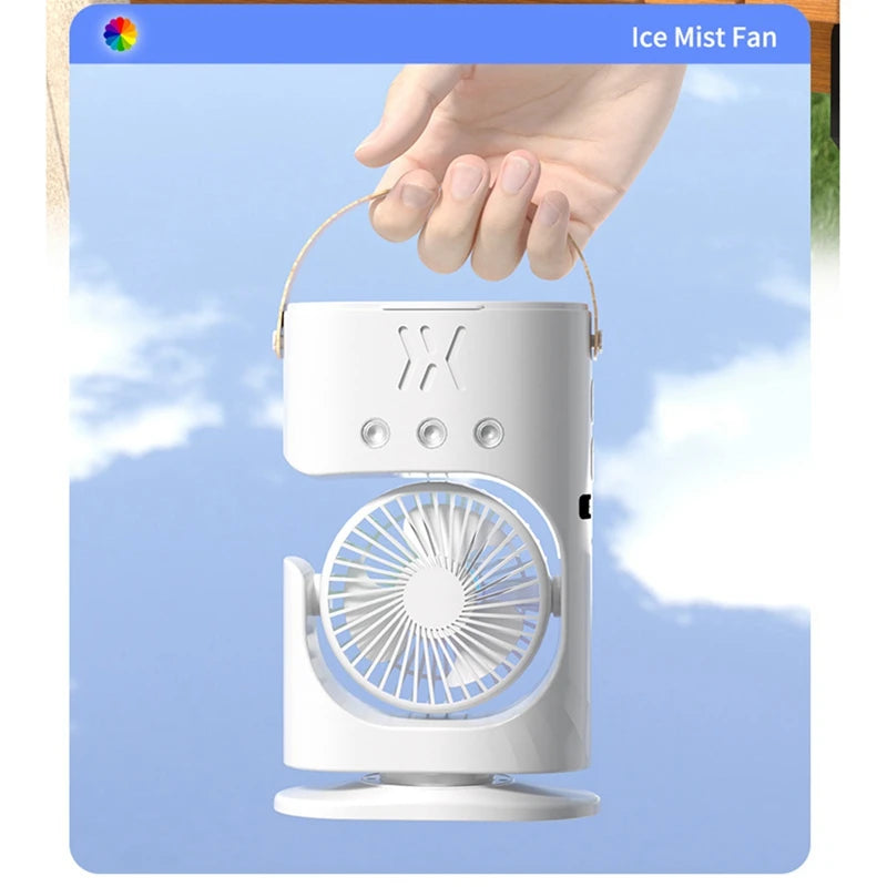 Portable Desktop Humidifier Air Conditioner Fan Household Small Air Cooler Fan Sprays Fan For Office 7 Color Lighting