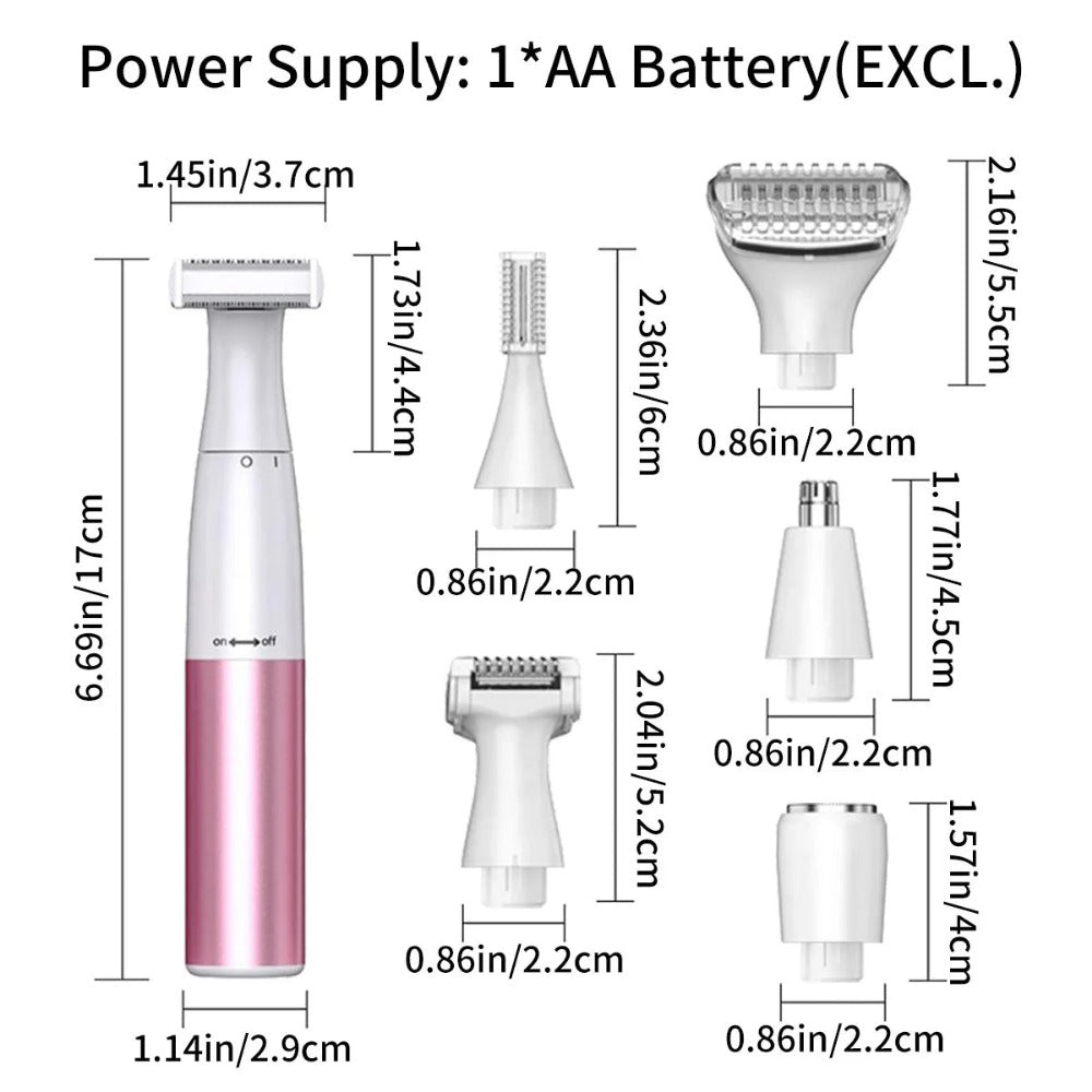 6in1 ladies Intimate Area Precision Shaver Bikini Line Sensitive Shaving Balls Eggs Pubic Hair Shaver Face Nose Beard Trimmer