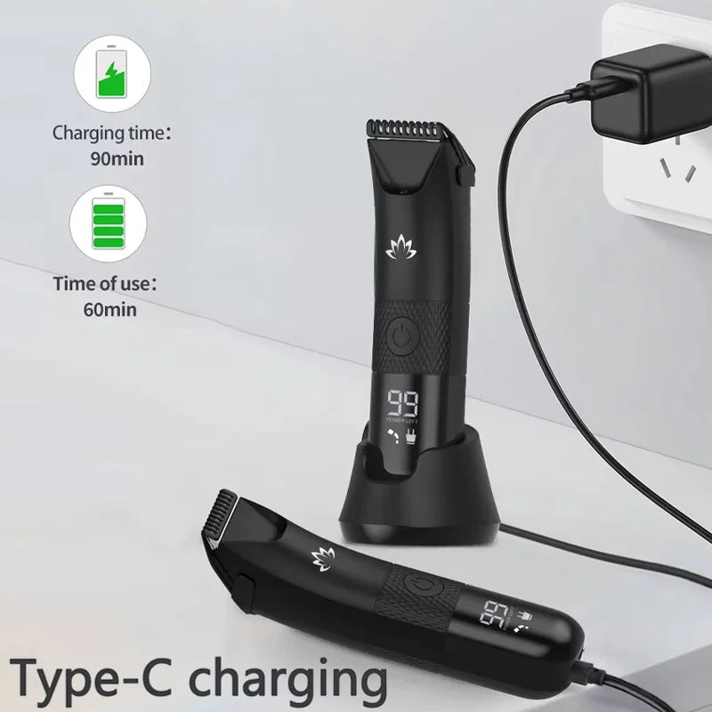 Pubic Hair Trimmer for Men – Ceramic Blade No Nick No Cut Ball Trimmer IPX7 Waterproof USB-C Rechargeable Electric Shaving