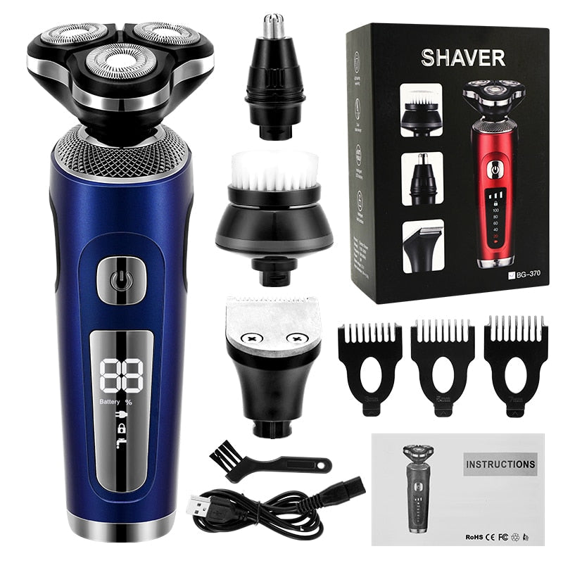 4 in 1 Electric Shaver 3D Floating Cutters USB Fast Charge Shaving Razor Machine for Men Blades Portable Beard Trimmer Clipper