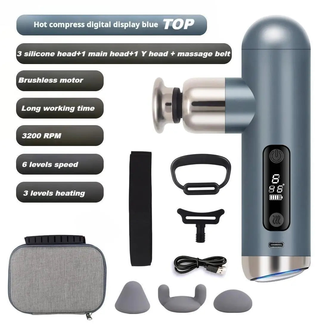 Aluminum Housing Massage Gun Brushless Big Force Massage Machine Deep Tissues Fascia Machine Gun Muscle Electric Massager