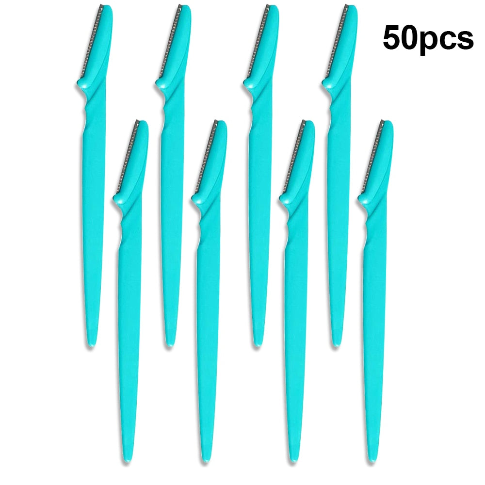50Pcs Eyebrow Trimmer Blade Shaping Knife Eye Brow Epilation Face Blades Hair Removal Scraper Shaver Woman Makeup Tools