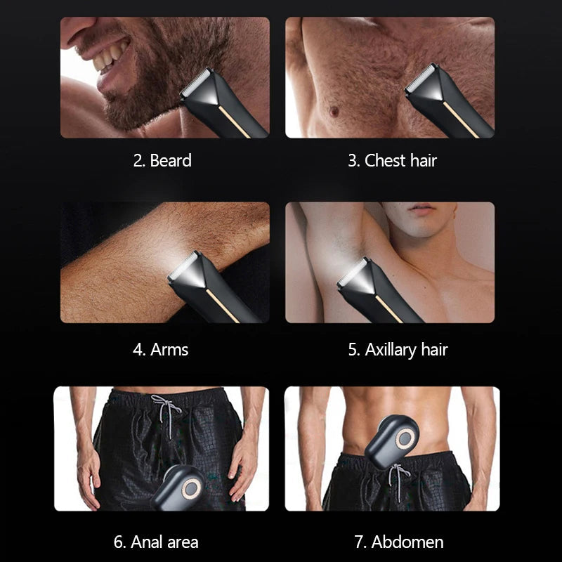 Men's Electric Groin Hair Trimmer Pubic Hair Trimmer Body Grooming Clipper for Men Bikini Epilator Rechargeable Shaver Razor