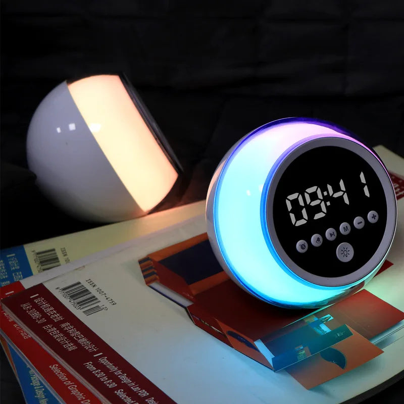 LED Ambient Bluetooth Speaker ABS Multifunctional Three Speed Bright Color Speaker Alarm Clock FM Radio Stereo