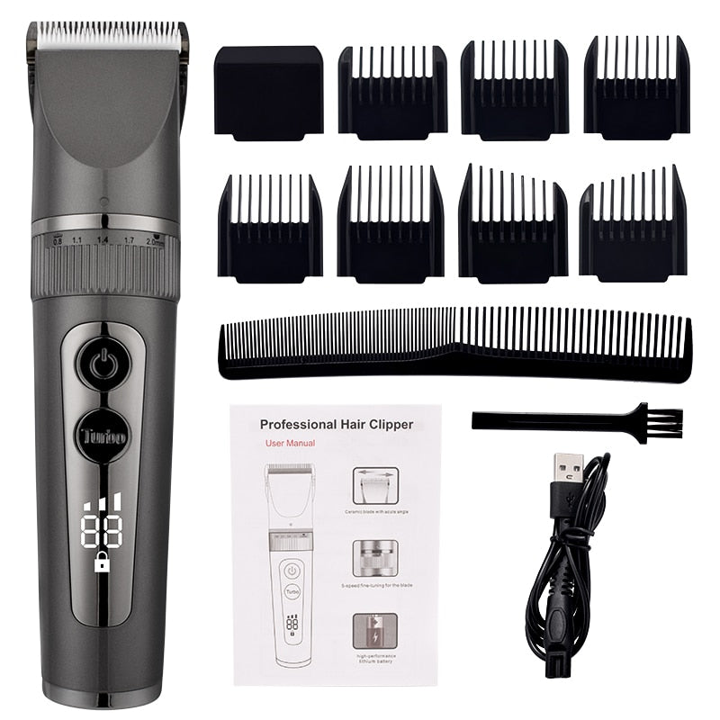 Full Body Washable Electric Hair Clipper Ceramic Professional Fine Adjustable Hair Trimmer Low Noise Hair Cutting Machine Razor