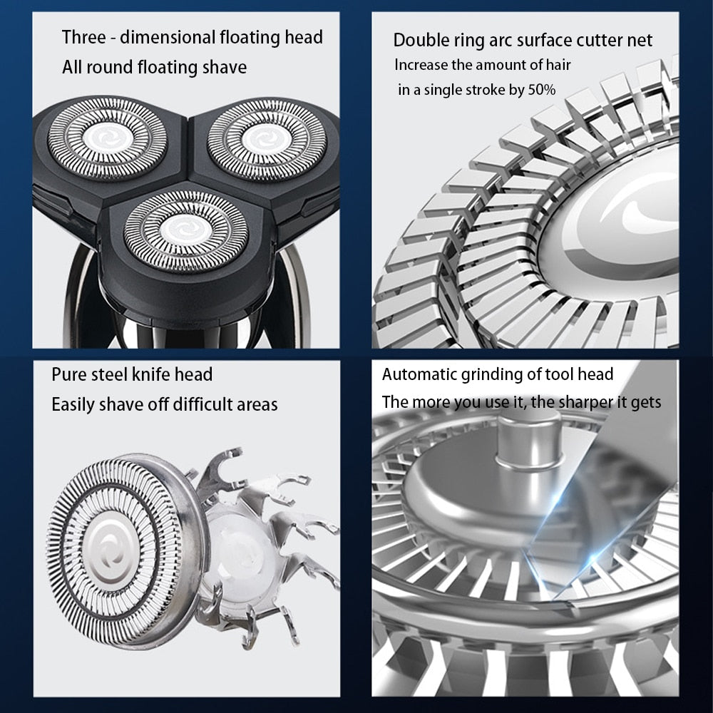 Electric Razor Electric Shaver Rechargeable Shaving Machine for Men Beard Razor Wet-Dry Dual Use Water Proof Fast Charging