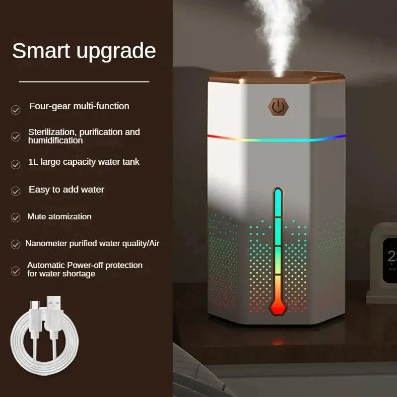 Nightlight Colorful Atmosphere Light Humidifier Usb Home Desktop Portable Atomizer 1L Water Refill Device Aroma treatment Gifts