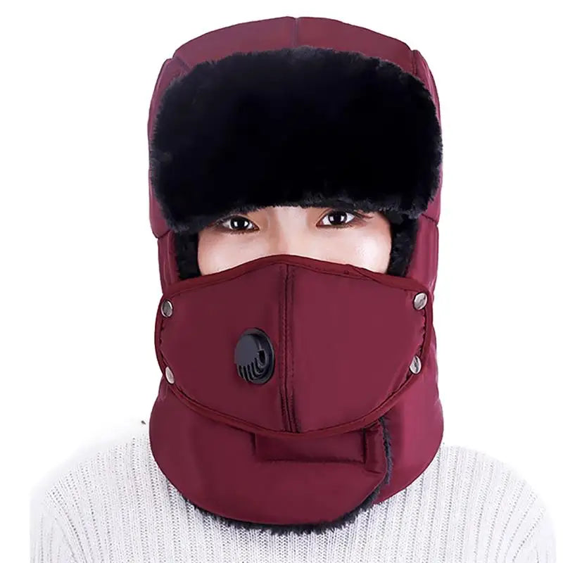 Fashion Trooper Hat Unisex Winter Trapper Cap Ear Flap Hat With Mouth Cover Fur Snow Caps Warm Flaps Ski Hat New Bomber Hats