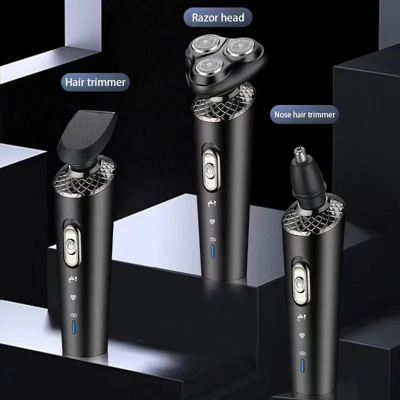 Electric Shaver 3 in 1 Multifunctional Portable Waterproof Men Smart Trimmer Shaver Type-C Charging Rotary Machine Razor
