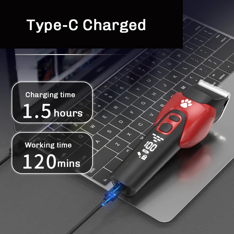 Electric Dog Clipper Dog hair Shaver With LED Light Pet Grooming Clippers For Large Dog Cat Haircut Trimmer Kits Rechargeable