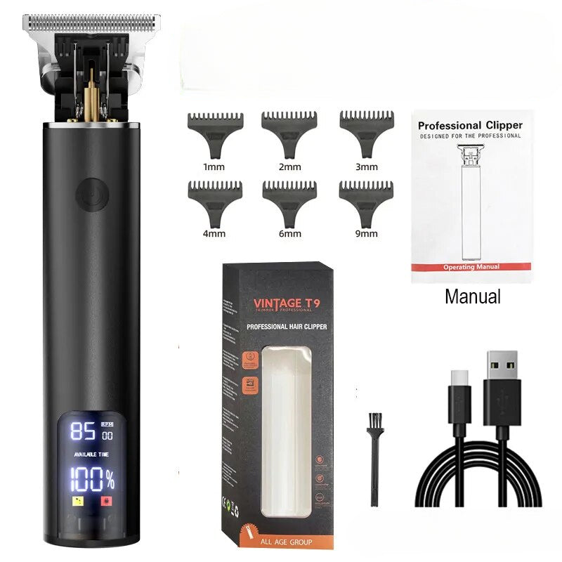 Men Haircut Machine Digital Display Type C Fast Charging Bald Hair Trimmer Clipper Professional Barber Scissors