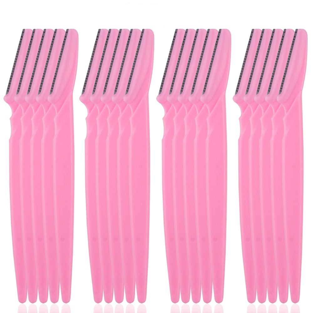 100PCS Eyebrow Shaper Portable Shaver Eye Brow Trimmer Shaping Scissors Cutter Woman Face Blade Shaper Hair Remover Makeup Tool