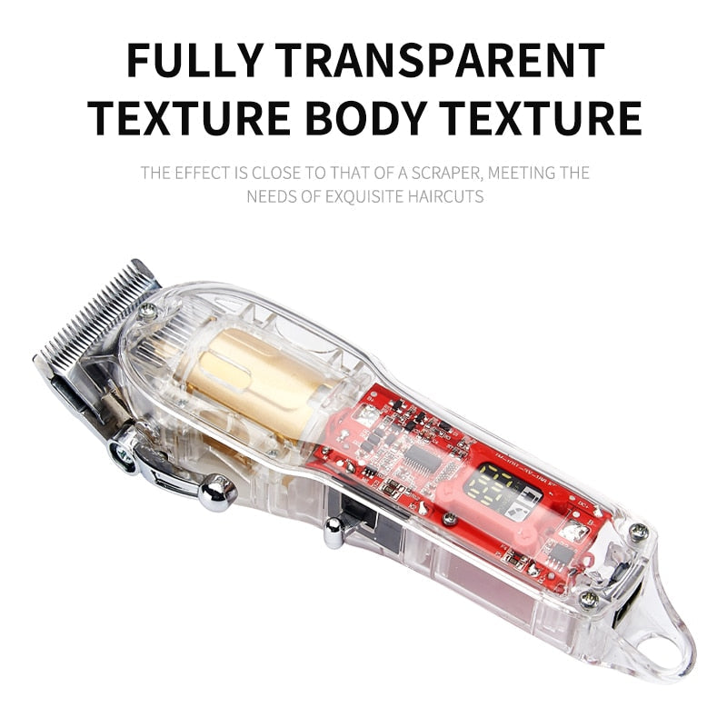 Rechargeable Electric Hair Clipper Men Hair Cutting Machine Transparent Cover Beard Hair Trimmer Cordless Hair Clipper Set
