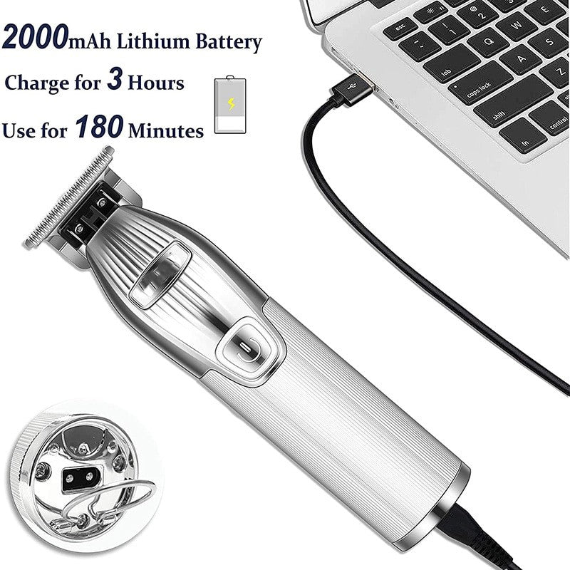 Metal Outlining Trimmer Hair Clipper Zero-gap Exposed T-blade with 360 View for Edge-ups Hard Line