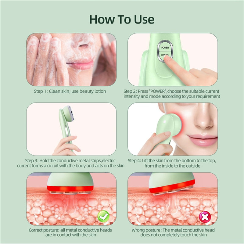 EMS Facial Massager LED Photon Light Wrinkle Removal Skin Lifting Tightening Rejuvenation Hot Treatment Device
