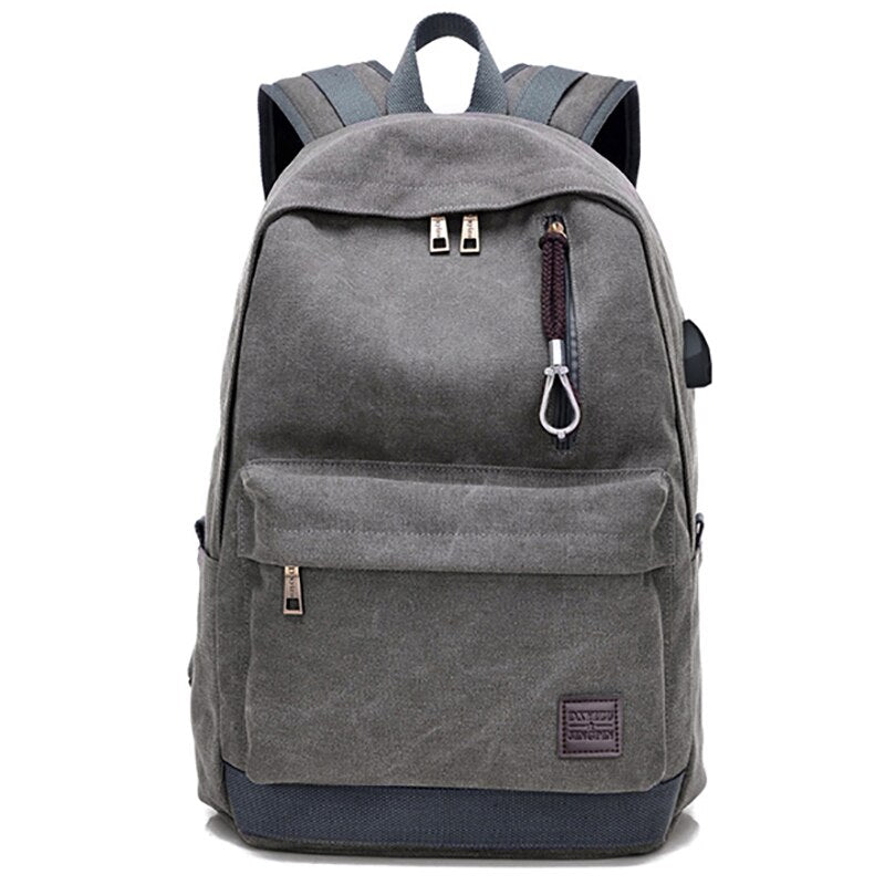Backpack For Men Multifunctional Waterproof Urban Backpack For Laptop 15.6 Inch Usb Charging Gray Canvas Travel Bag For Man