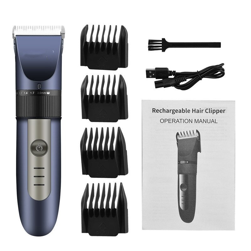 Hair Trimmer Hair Clipper For Men Electric Trimmer Blade Adjustable Coldless Haircut Machine USB Low-noise Barber Shaver