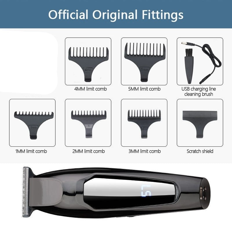 LCD Digital Display Rechargeable Hair Clipper Retro Electric Clipper Hair Salon Strong Electric Fader