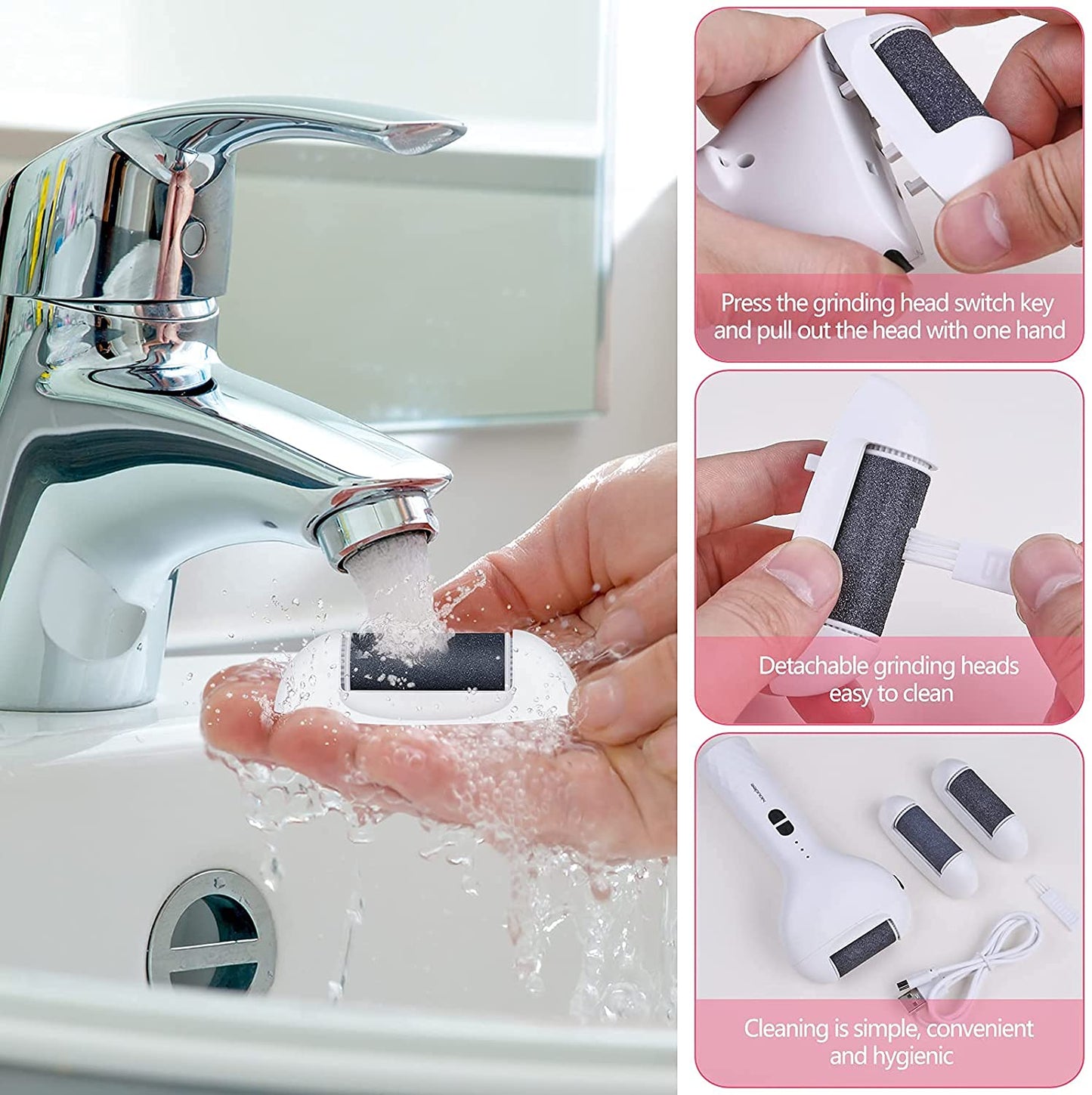 USB Charging Hard Dry Skin Cuticle Cocoon Removal Portable Electric Foot Grinder Care Sharpener File Professional Pedicure Tool