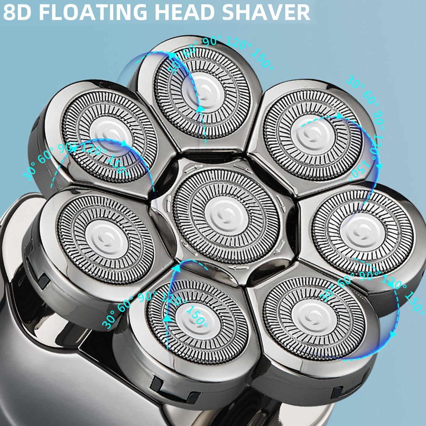 8 Heads Electric Shaver 8d Men Rechargeable Rotary Beard Waterproof Wet Dry Portable Mini Shaving Machine for Bald